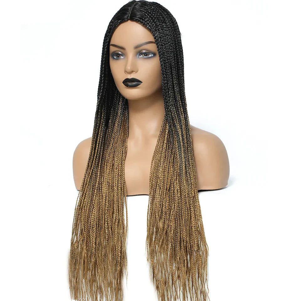 26" Twist Box Crochet Braids Wig | Handmade Synthetic Braided Wig | Long African Braids | 1B/27/30/Grey | Daily Use