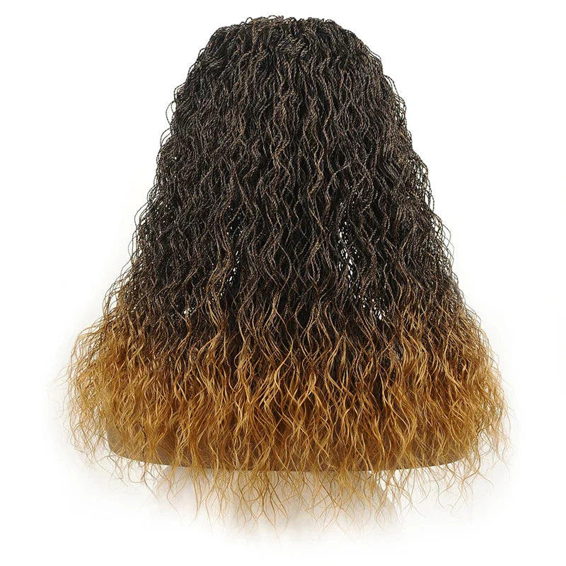 26" Wavy Senegalese Twist Lace Front Wig | Ombre Water Wave Braids | Long Cornrow Braids | Synthetic Wig