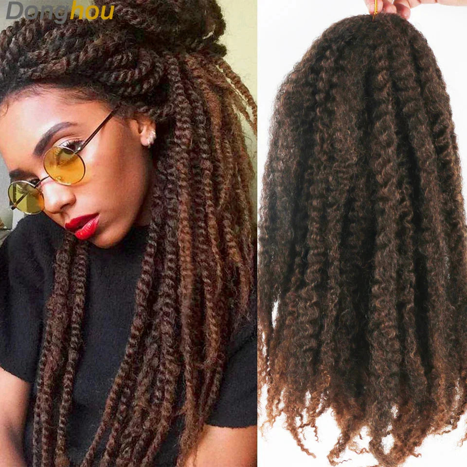 18" Marley Hair for Braids | Afro Kinky Ombre Braiding Hair | Kanekalon Extensions | 30 Strands/Pack