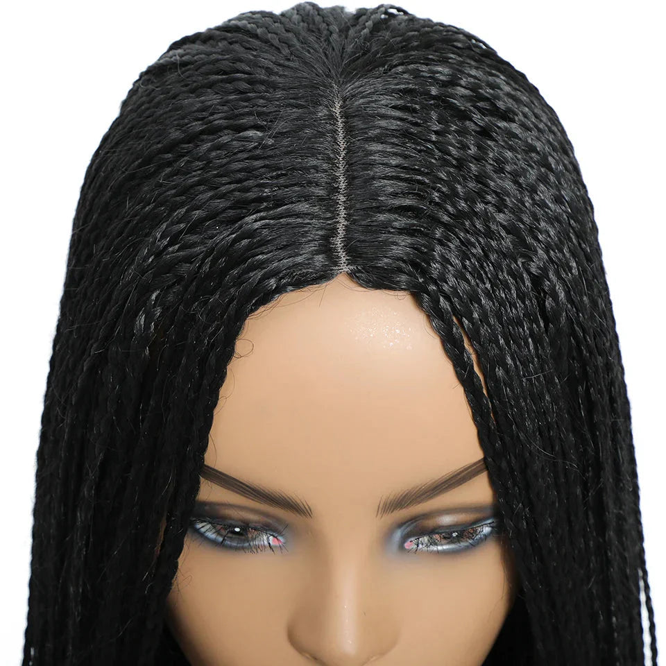 26" Twist Box Crochet Braids Wig | Handmade Synthetic Braided Wig | Long African Braids | 1B/27/30/Grey | Daily Use