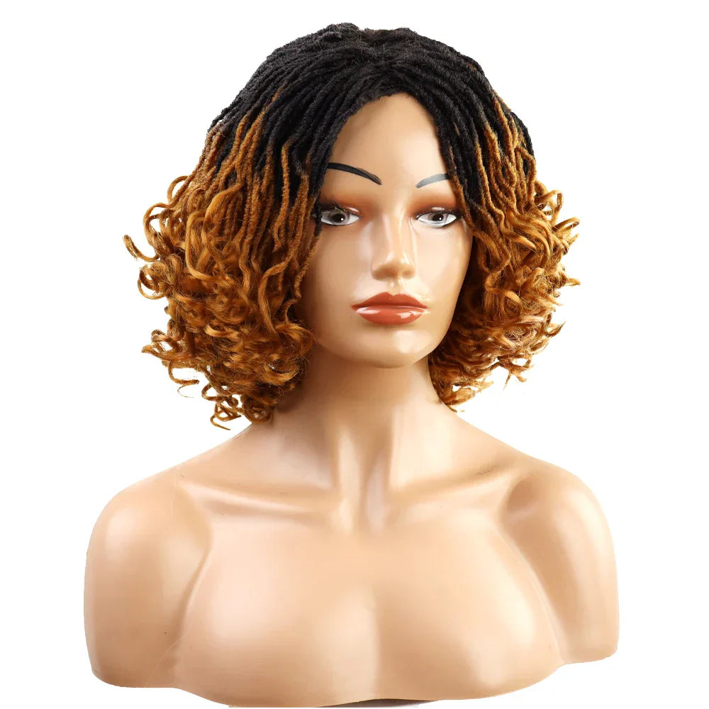 10" Braided Bob Wig | Afro Dreadlock Wig | Curly Ends | Synthetic Crochet Wig | Cosplay