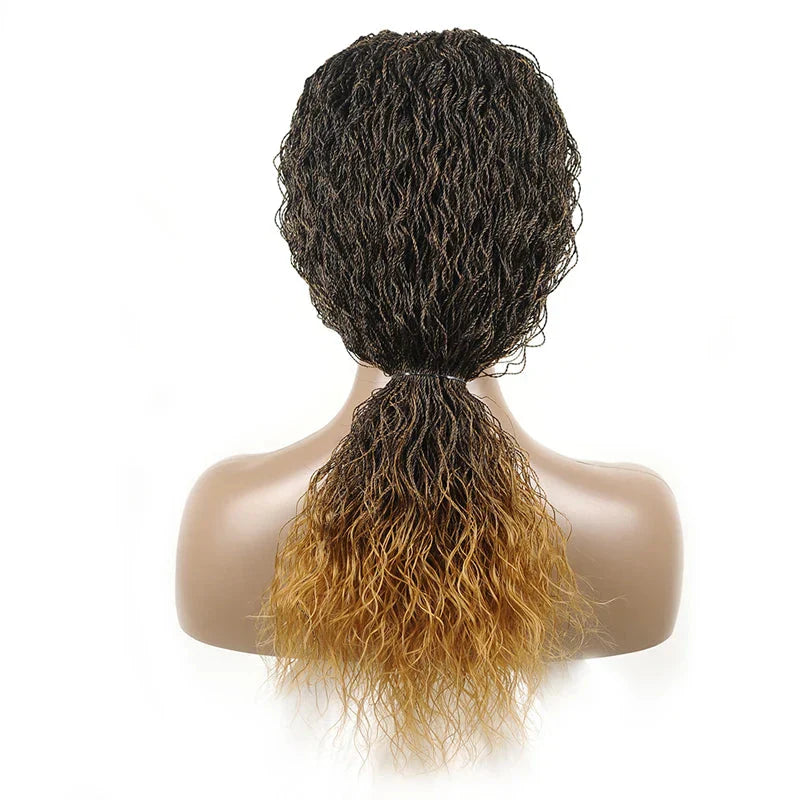 26" Wavy Senegalese Twist Lace Front Wig | Ombre Water Wave Braids | Long Cornrow Braids | Synthetic Wig