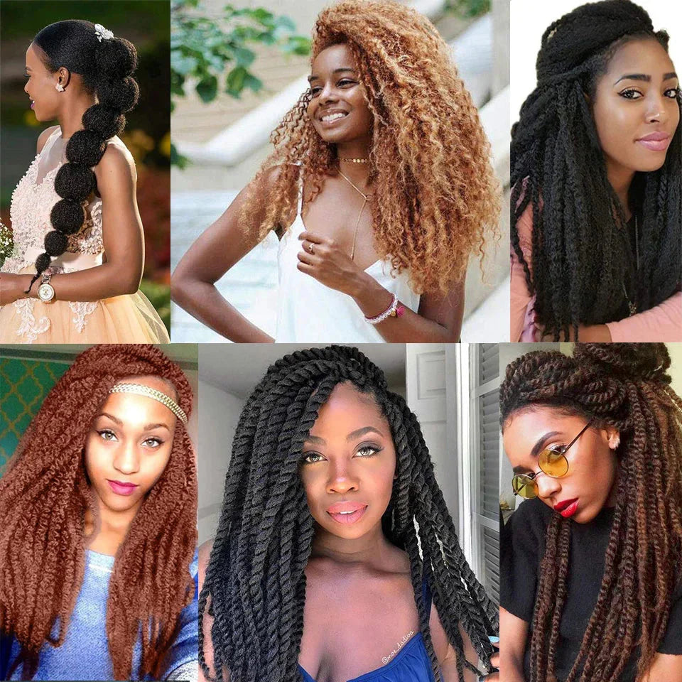 18" Marley Hair for Braids | Afro Kinky Ombre Braiding Hair | Kanekalon Extensions | 30 Strands/Pack