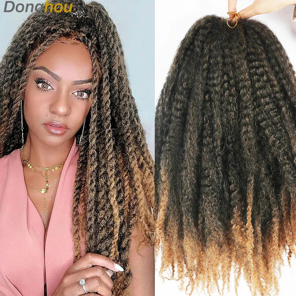 18" Marley Hair for Braids | Afro Kinky Ombre Braiding Hair | Kanekalon Extensions | 30 Strands/Pack