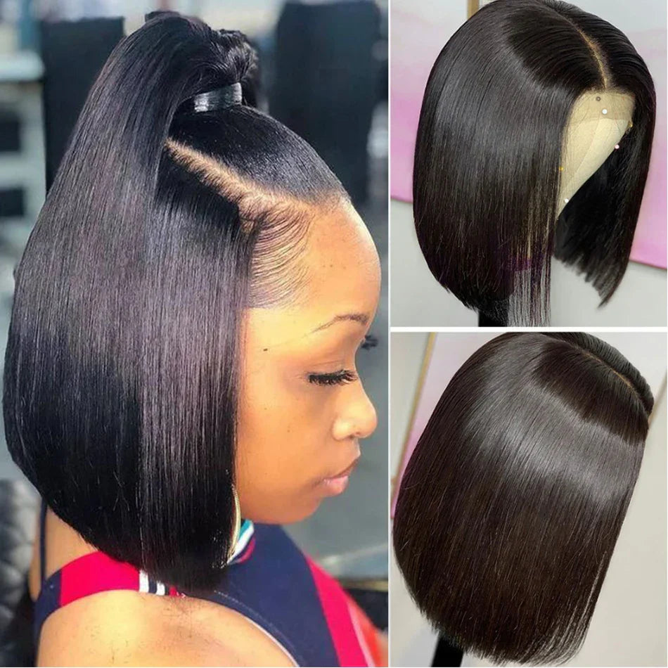 13x4 Glueless Short Bob Wig | Straight Brazilian Remy Hair | Ready to Wear