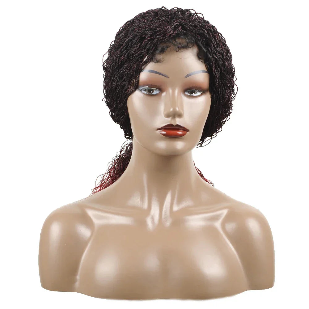 26" Wavy Senegalese Twist Lace Front Wig | Ombre Water Wave Braids | Long Cornrow Braids | Synthetic Wig