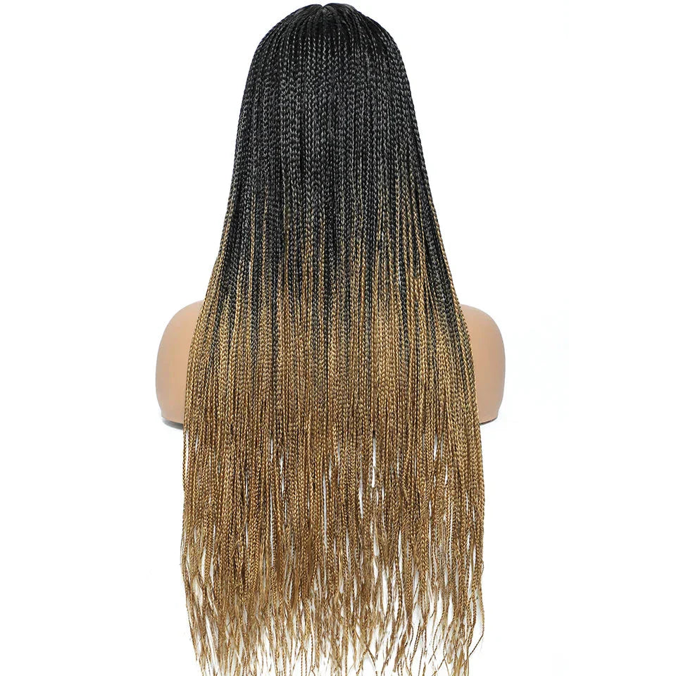 26" Twist Box Crochet Braids Wig | Handmade Synthetic Braided Wig | Long African Braids | 1B/27/30/Grey | Daily Use