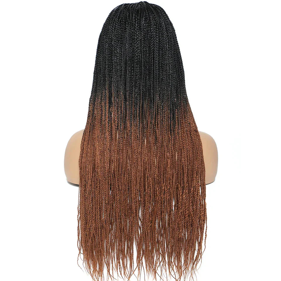 26" Twist Box Crochet Braids Wig | Handmade Synthetic Braided Wig | Long African Braids | 1B/27/30/Grey | Daily Use