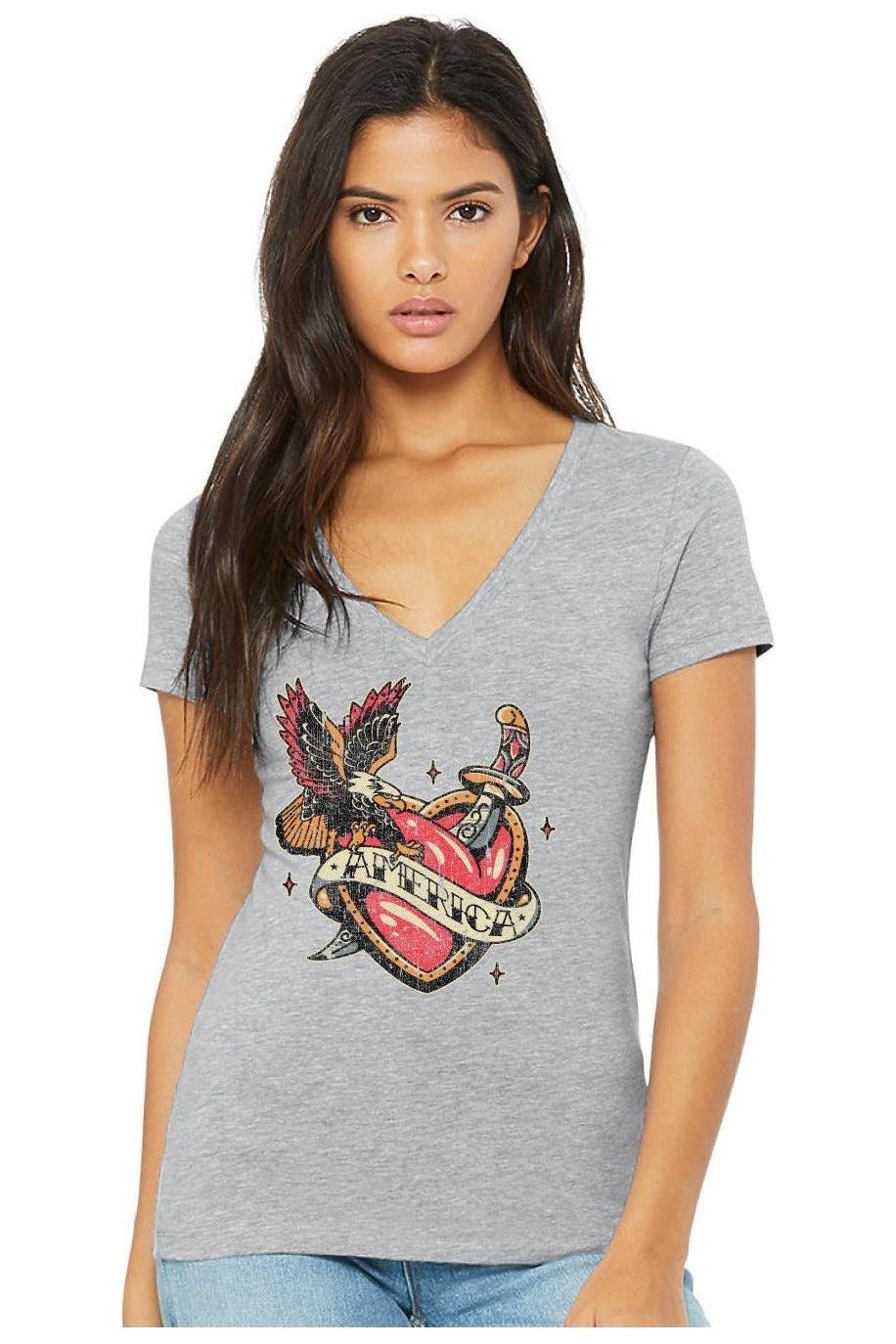 America Heart Tattoo graphic tee -clearance