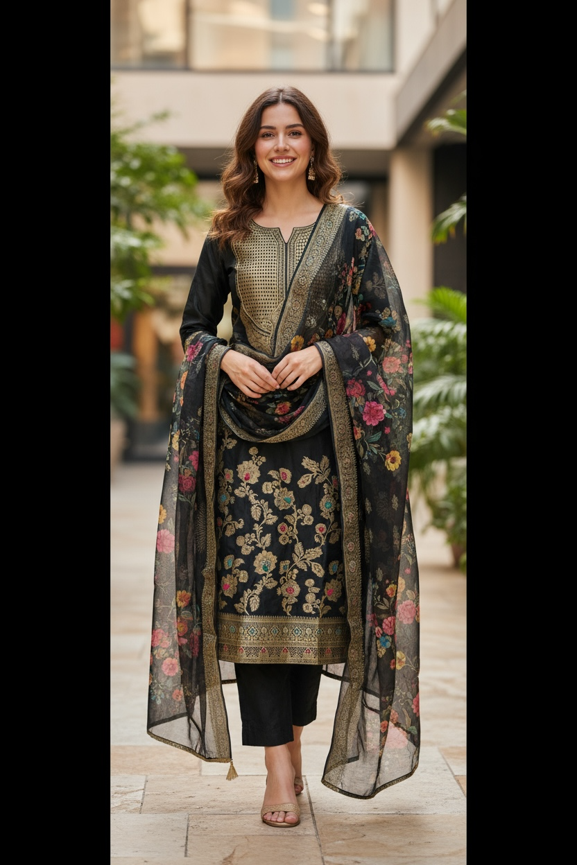 Banarasi silk salwar suit