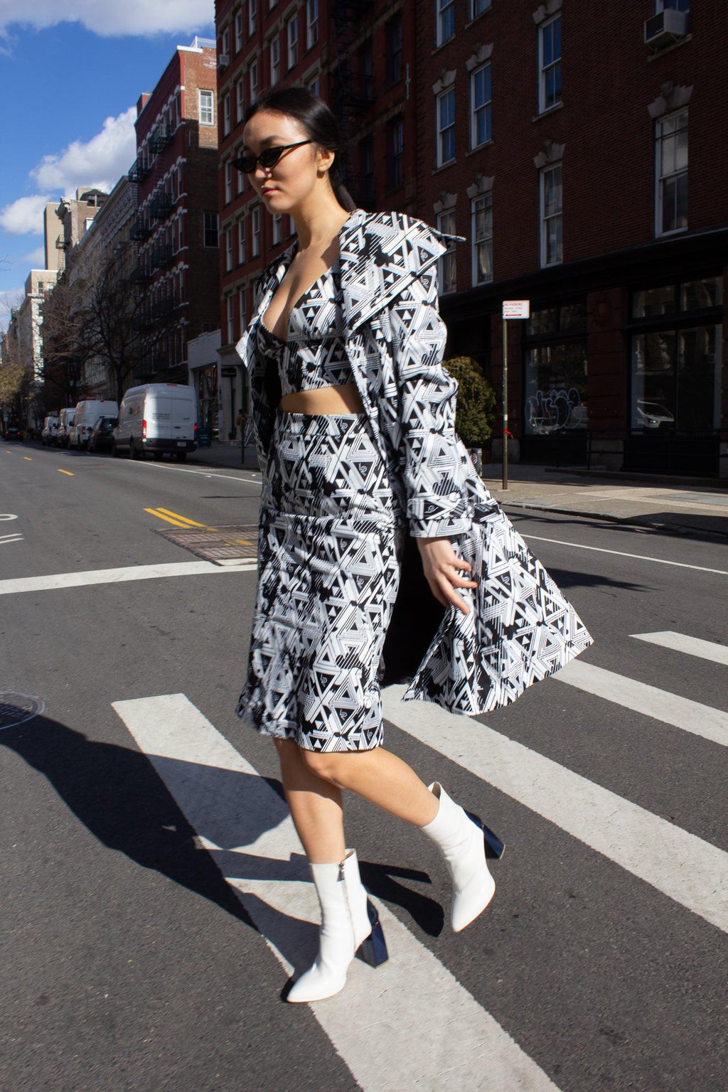 Amour Geometric Long Trench Coat â€?Modern Women's Outerwear