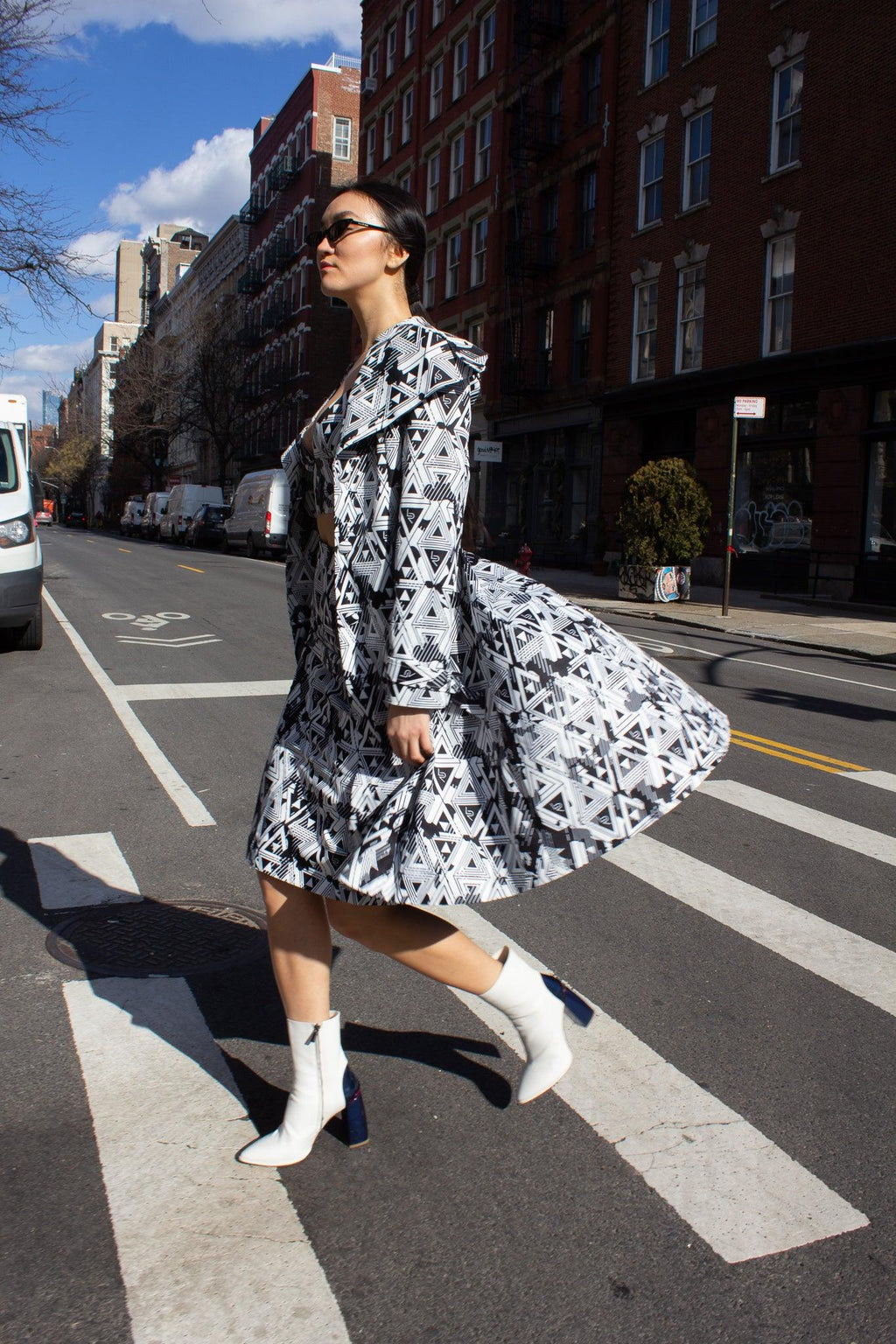 Amour Geometric Long Trench Coat â€?Modern Women's Outerwear