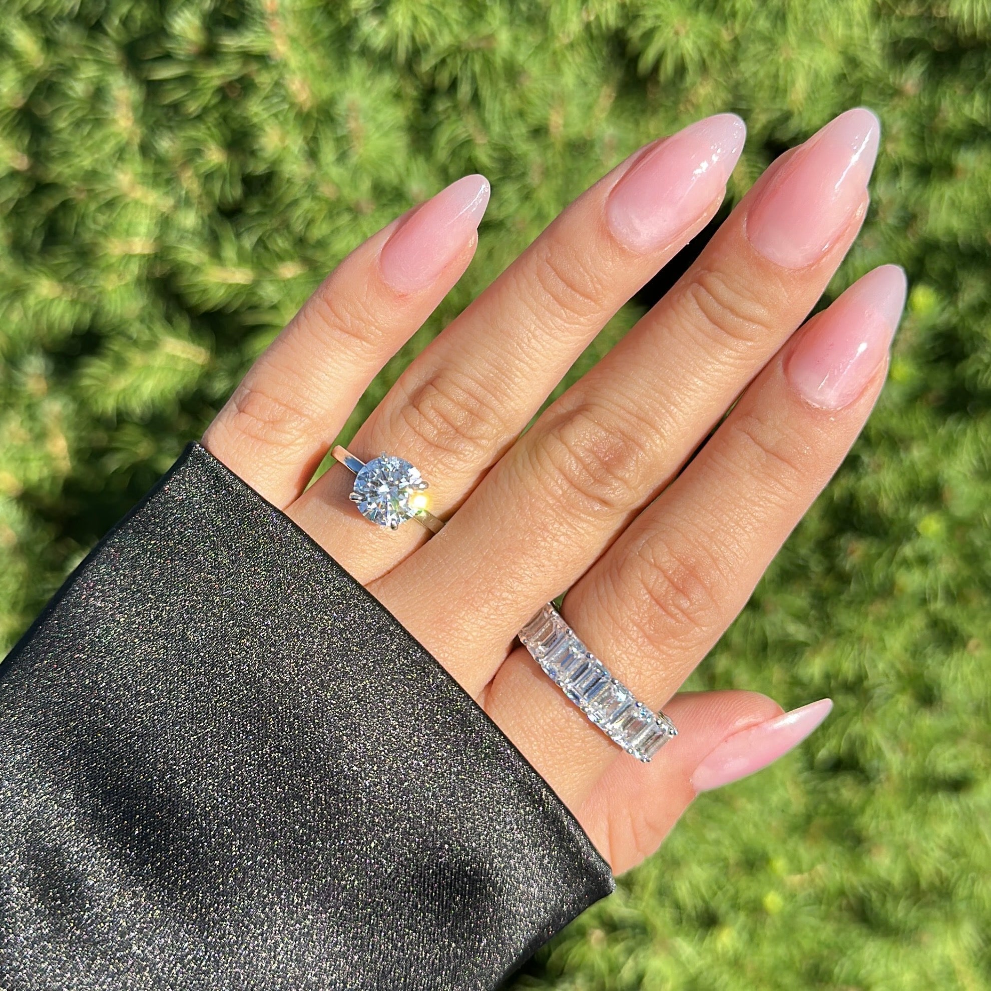 3.0ct Lab Blue Sapphire Solitaire Hidden Halo Engagement Ring