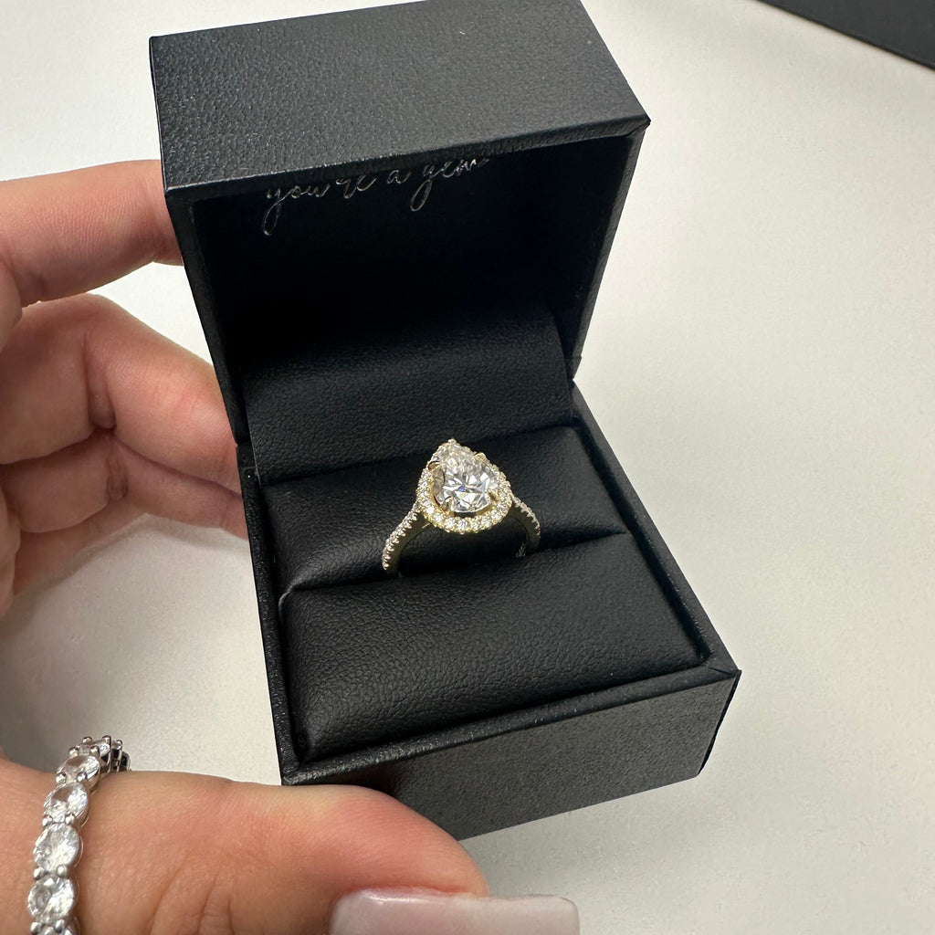 2.0ct Pear Cut Moissanite Diamond Engagement Ring