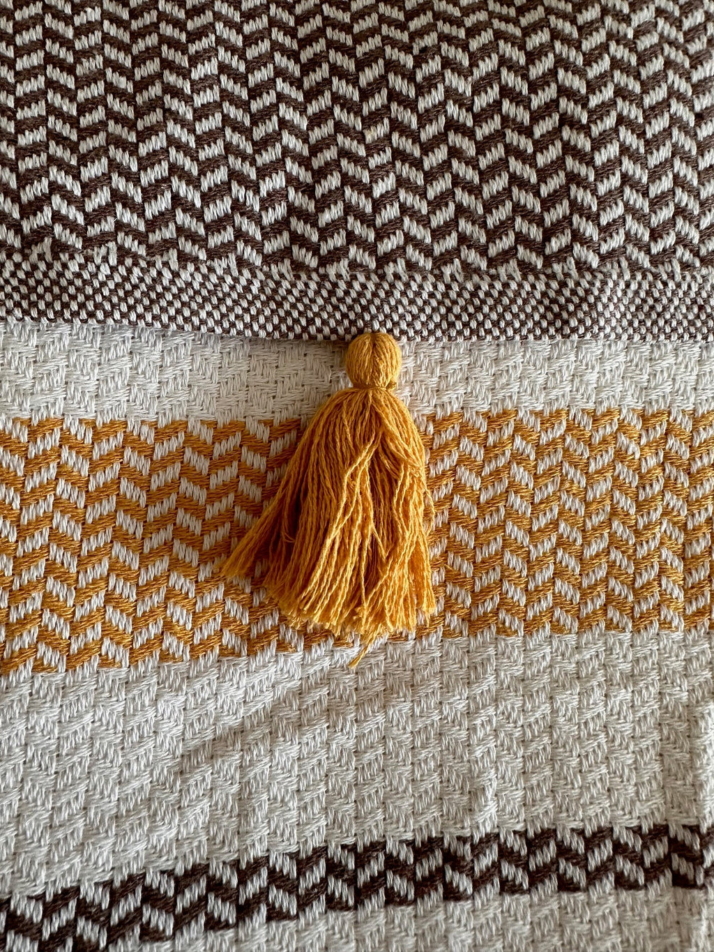 Basiclayersca Cotton Brown Pom Pom Bedspread 110 X 118