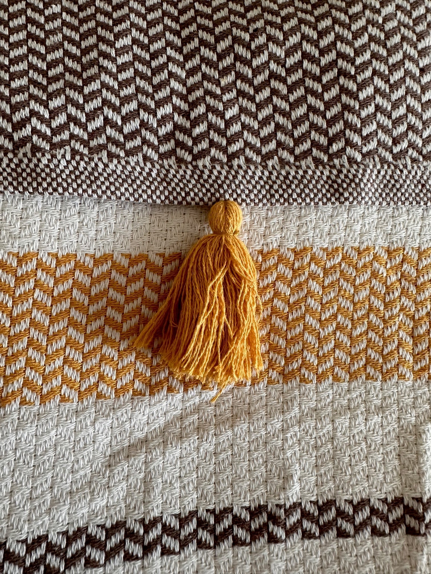 Basiclayersca Cotton Brown Pom Pom Bedspread 110 X 118