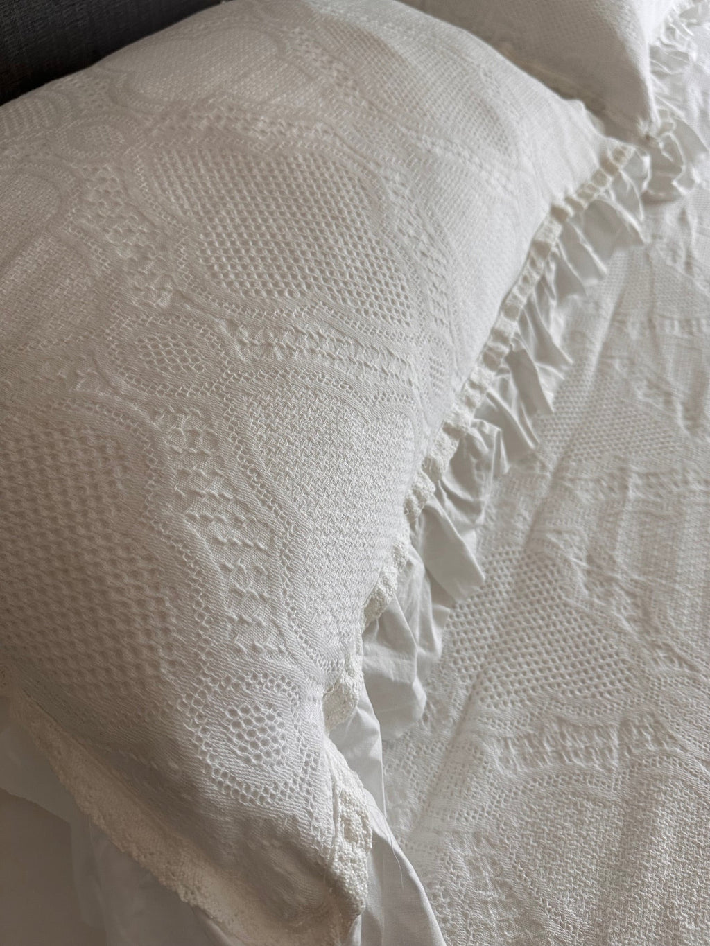 Basiclayersca Cotton White Lace Bedspread with Matching