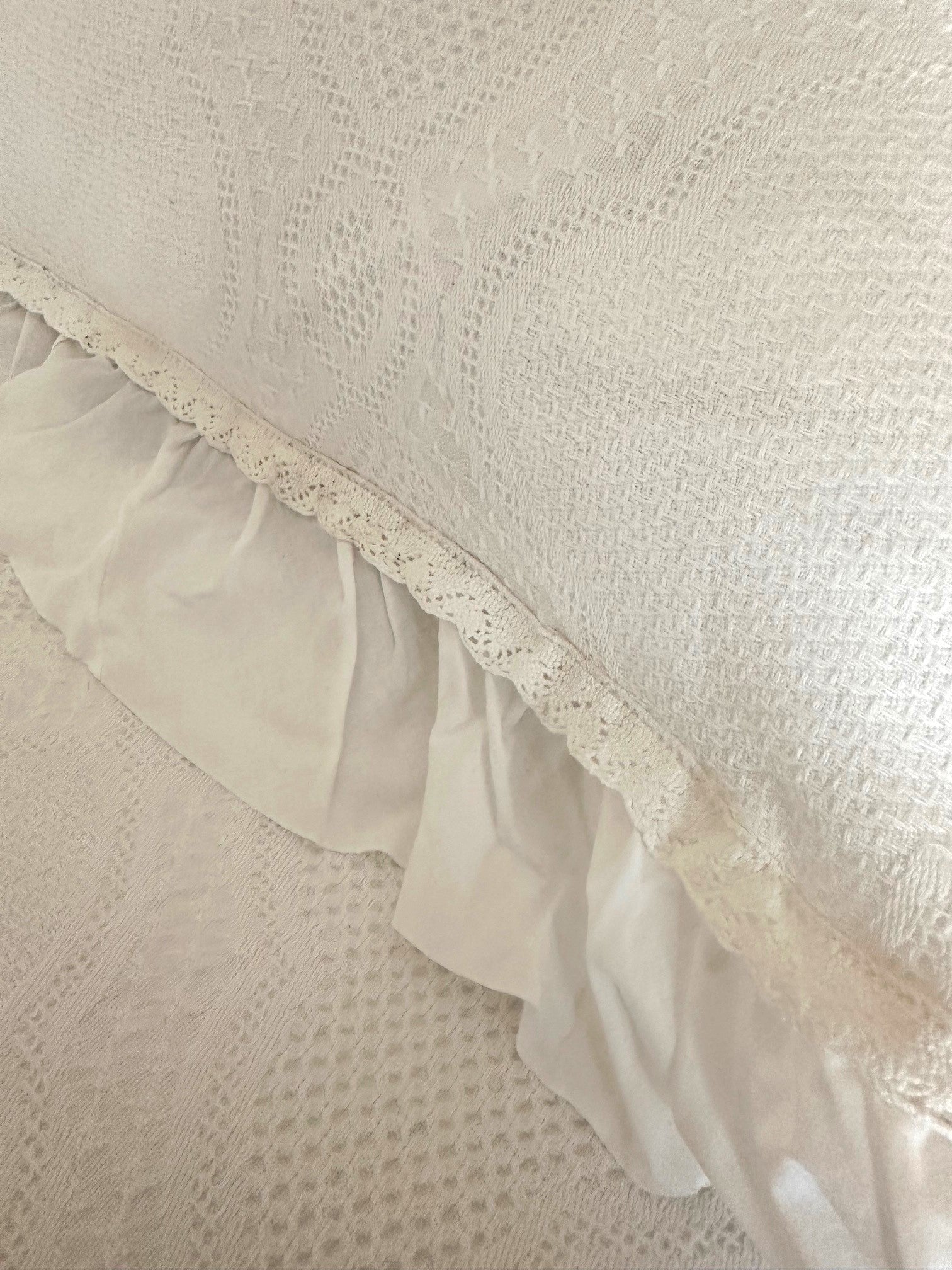 Basiclayersca Cotton White Lace Bedspread with Matching