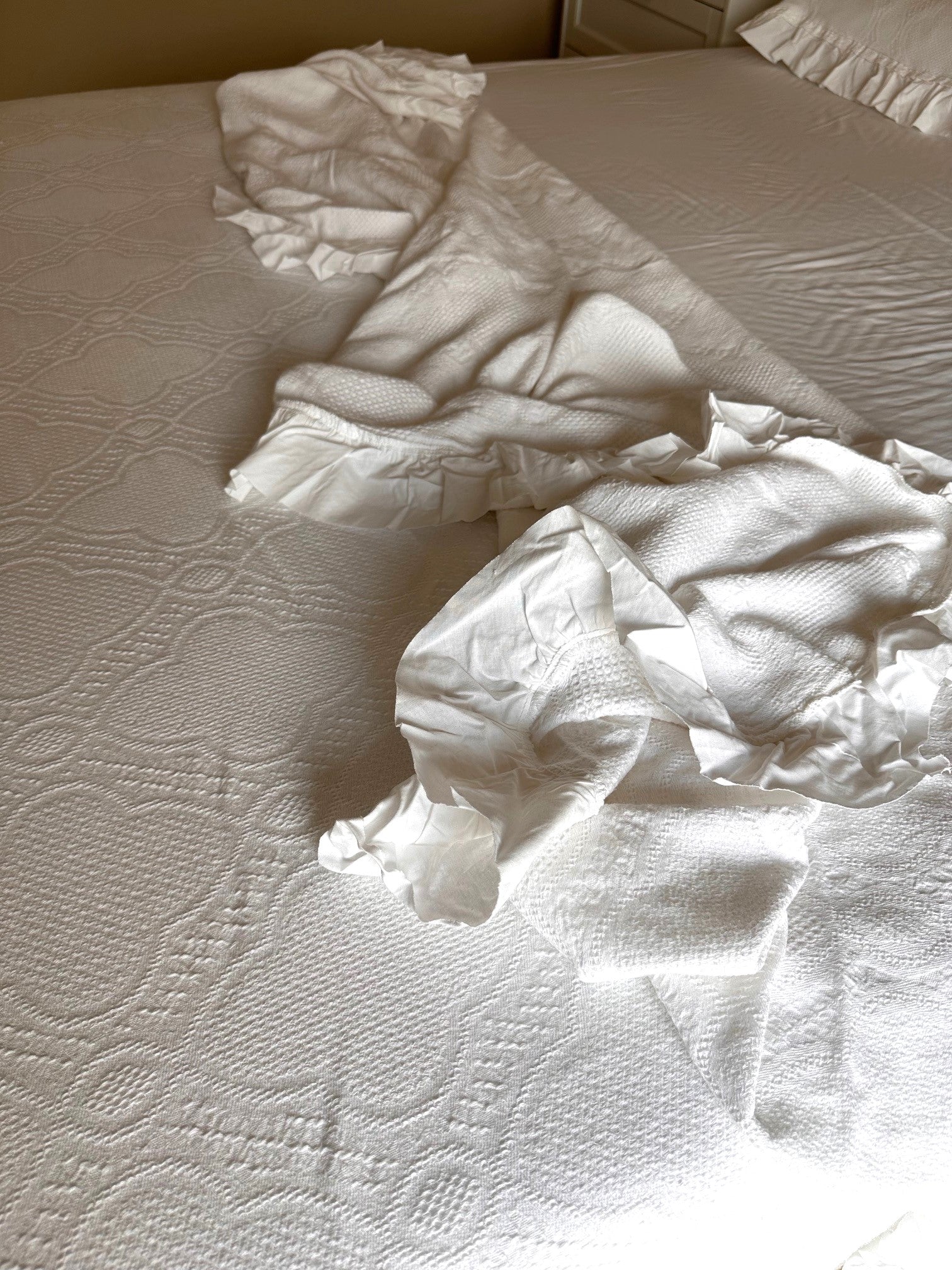 Basiclayersca Cotton White Lace Bedspread with Matching