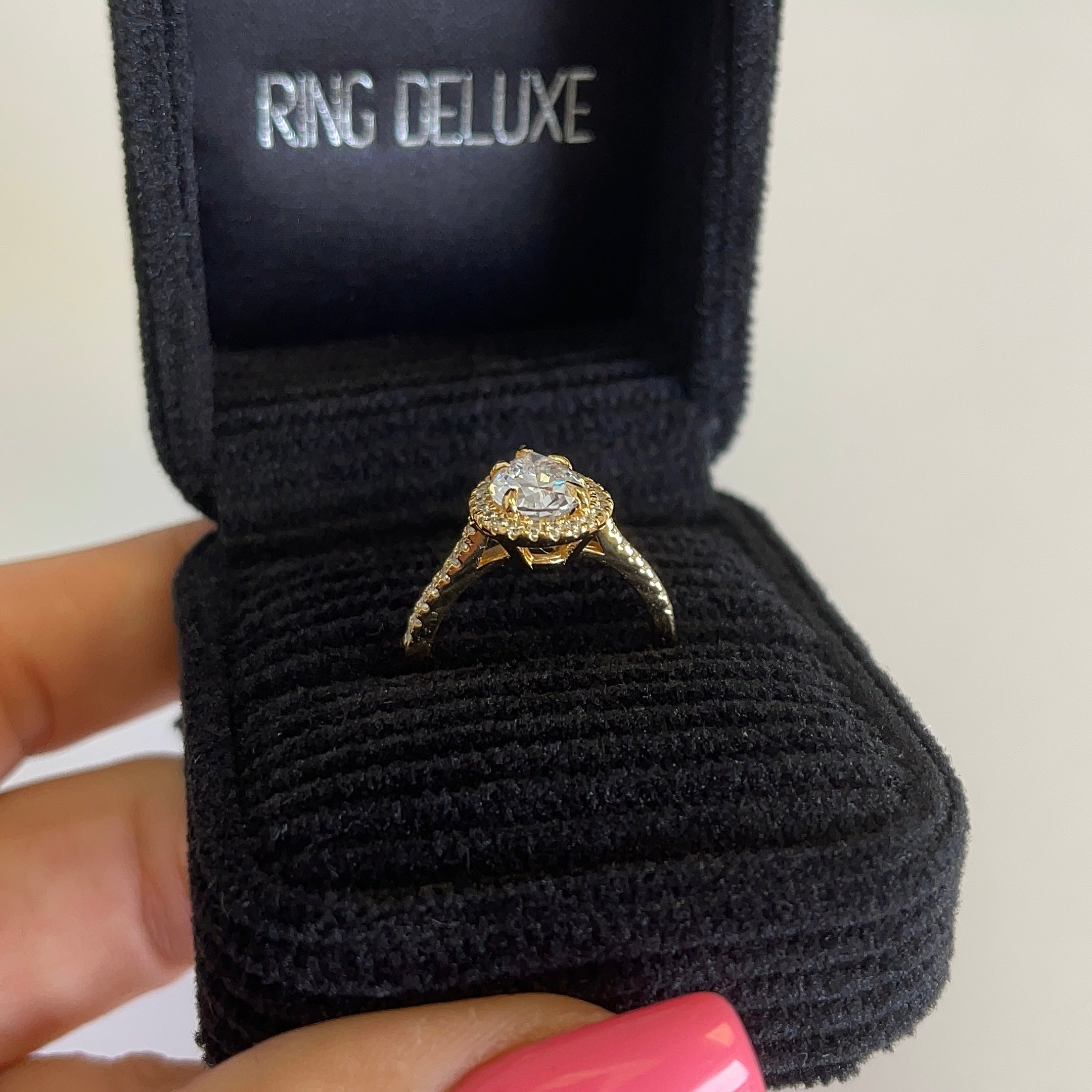 2.0ct Lab Ruby Pear Cut Moissanite Halo Engagement Ring