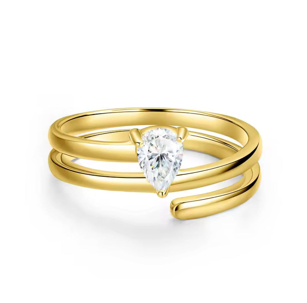 0.5ct Pear Cut Moissanite Swirl Pinky Ring