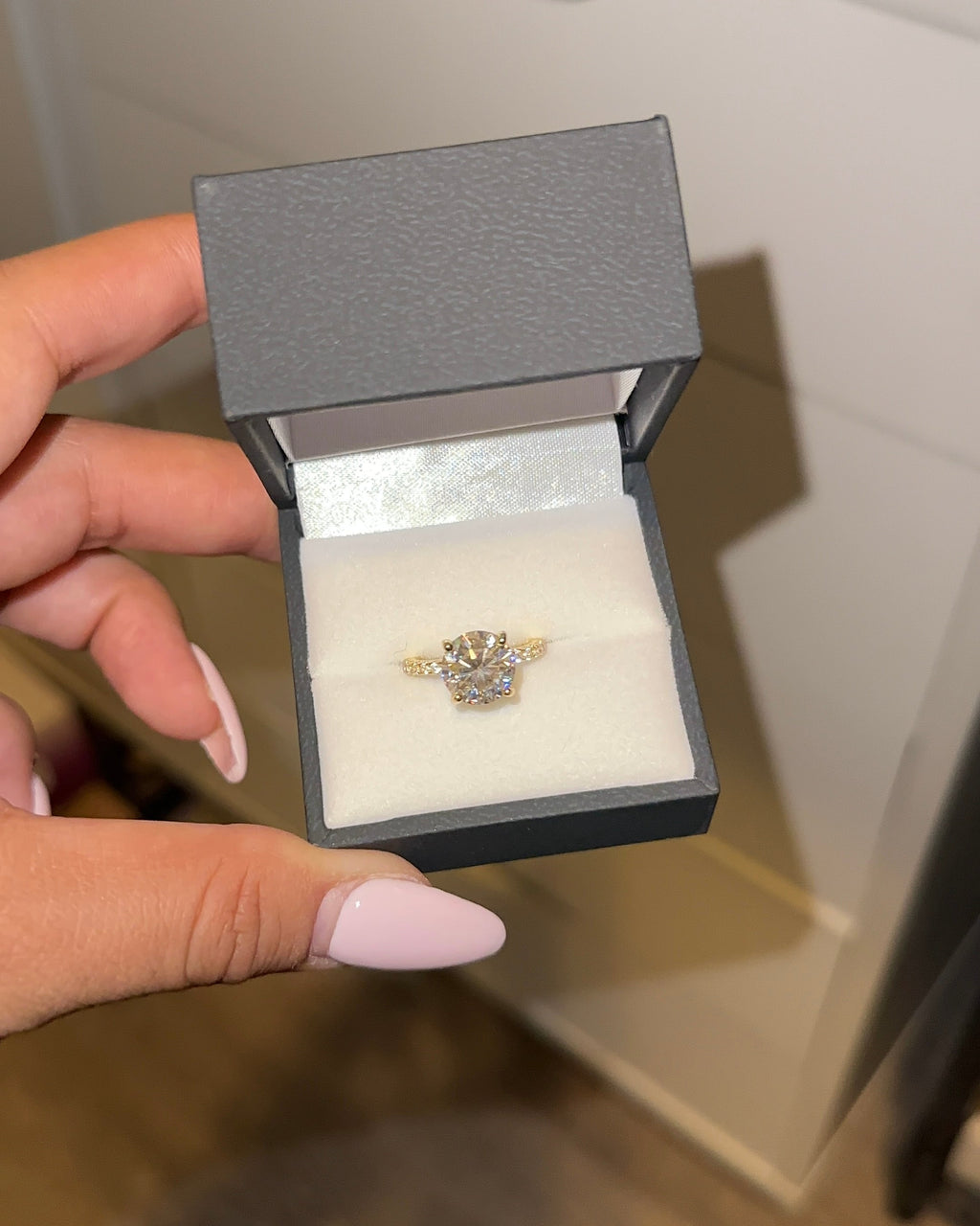 3.0ct Round Cut Moissanite Accented Engagement Ring