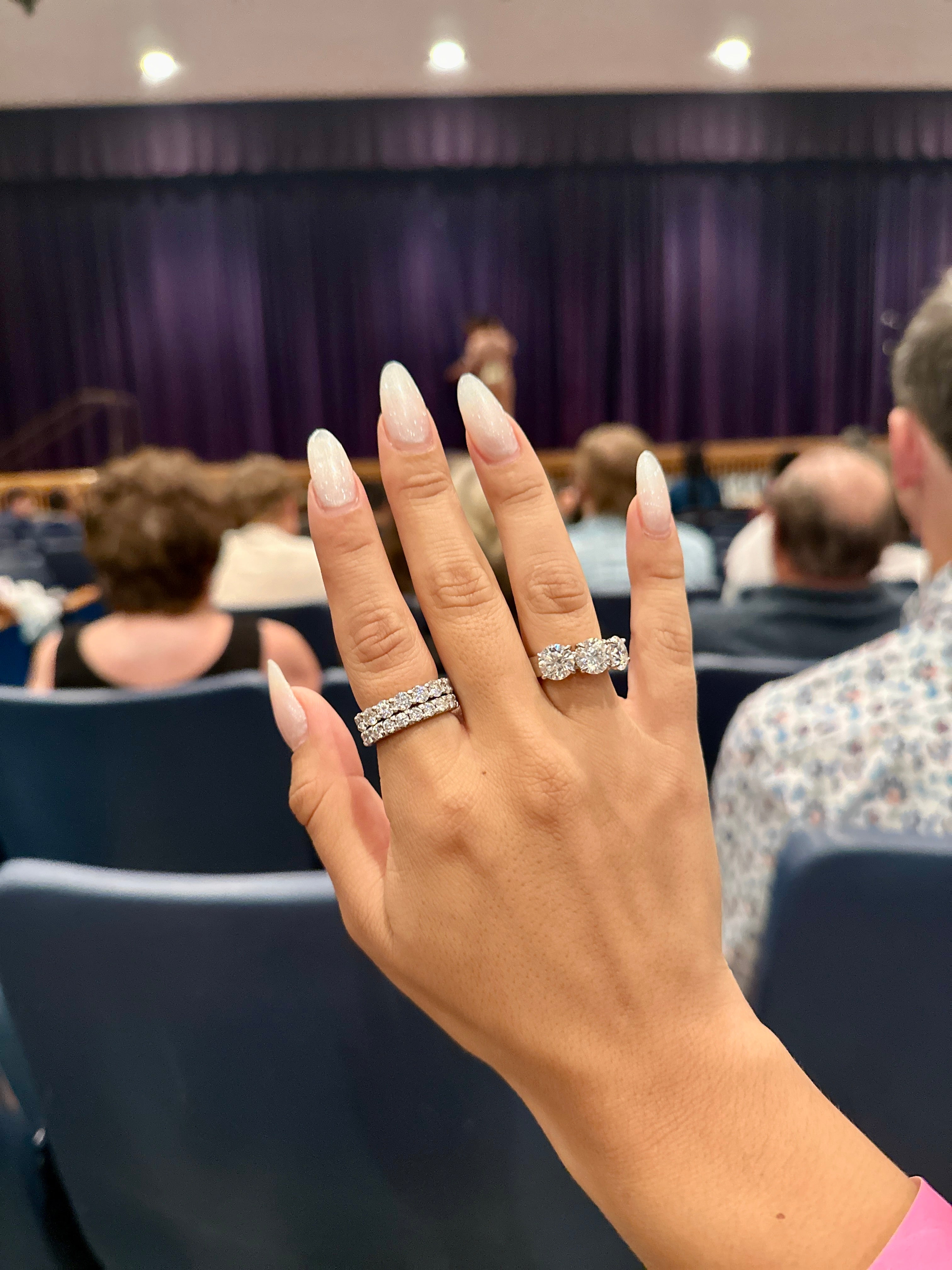 6.0ctw Three Stone Round Cut Moissanite Engagement Ring