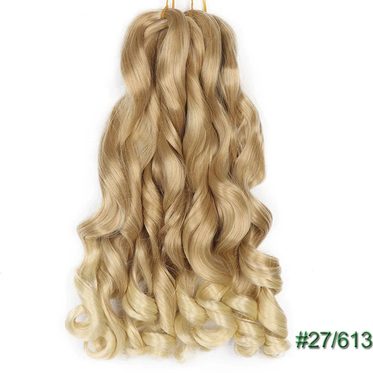 55cm Spiral Curly Braid Crochet Hair - French Curl Loose Wave Wig - Heat Resistant Synthetic Hair