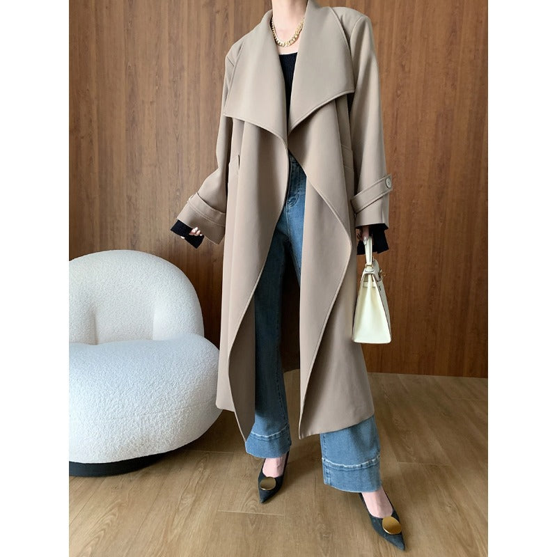 Autumn Opening Coupon Atmosphere Full Open Profile Trench Coat Long Autumn Winter