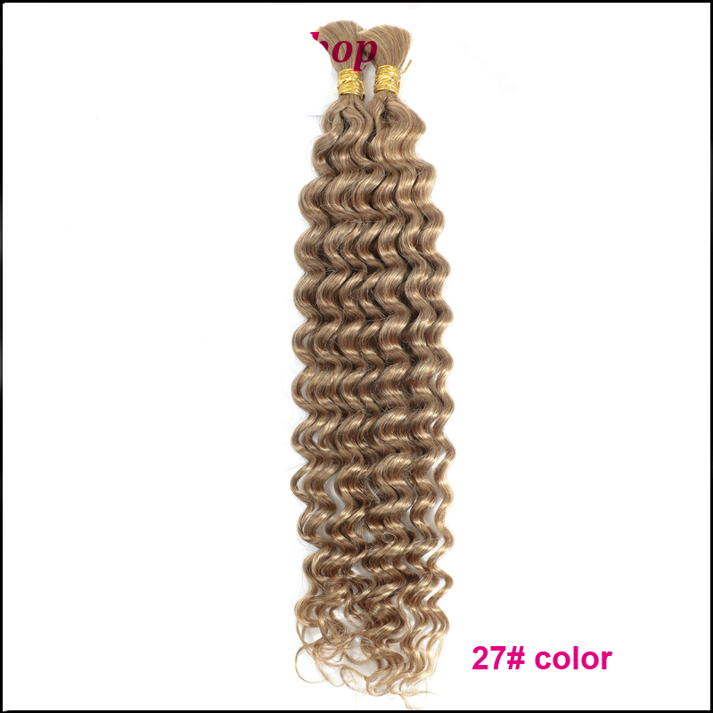 10A Colored Deep Wave Human Hair Bulk for Braiding - No Weft - Real Hair Silk