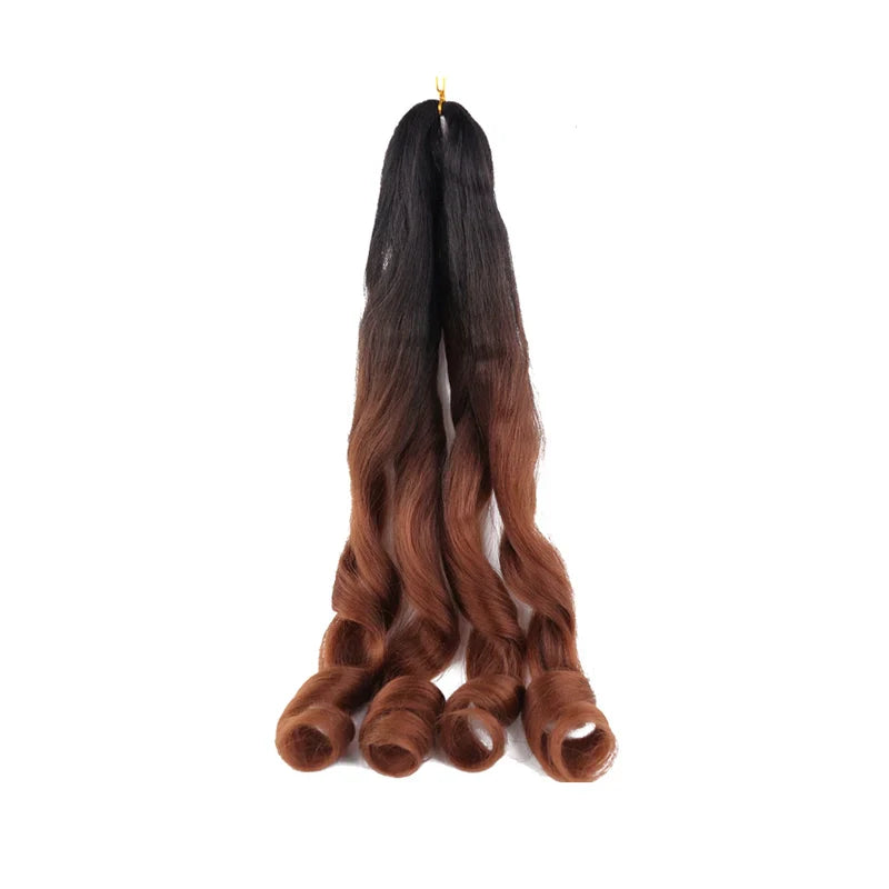 55cm Spiral Curly Braid Crochet Hair - French Curl Loose Wave Wig - Heat Resistant Synthetic Hair