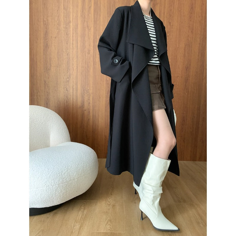 Autumn Opening Coupon Atmosphere Full Open Profile Trench Coat Long Autumn Winter