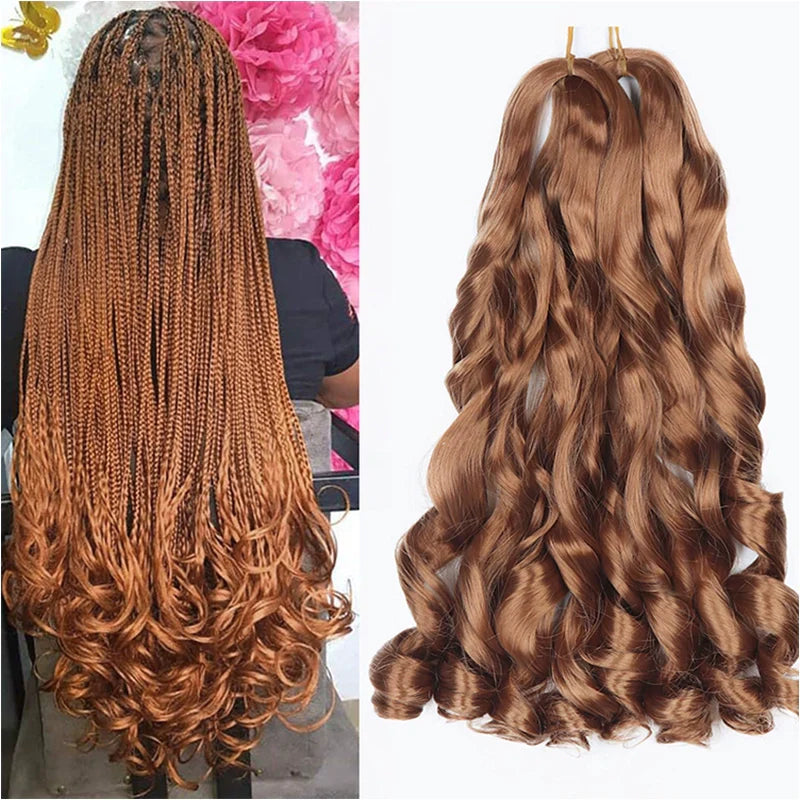 55cm Spiral Curly Braid Crochet Hair - French Curl Loose Wave Wig - Heat Resistant Synthetic Hair