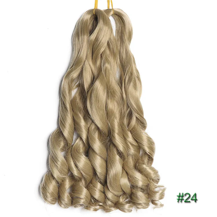 55cm Spiral Curly Braid Crochet Hair - French Curl Loose Wave Wig - Heat Resistant Synthetic Hair