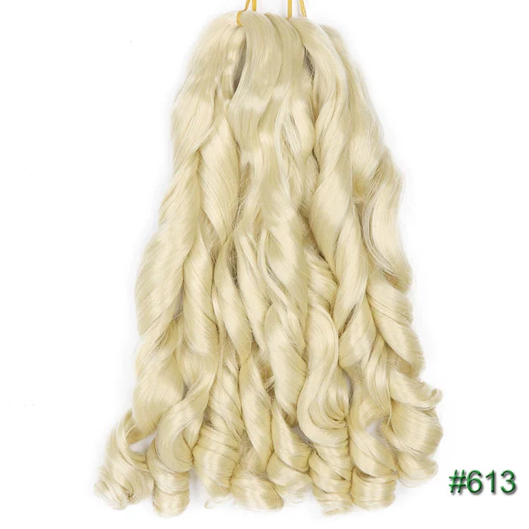 55cm Spiral Curly Braid Crochet Hair - French Curl Loose Wave Wig - Heat Resistant Synthetic Hair