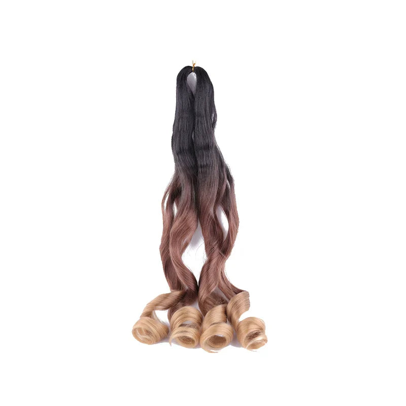 55cm Spiral Curly Braid Crochet Hair - French Curl Loose Wave Wig - Heat Resistant Synthetic Hair