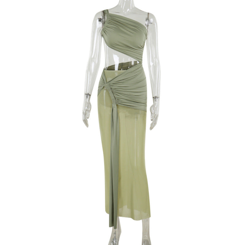 Autumn Socialite Elegant Sexy Slim Design Mesh Ribbon Dress Women