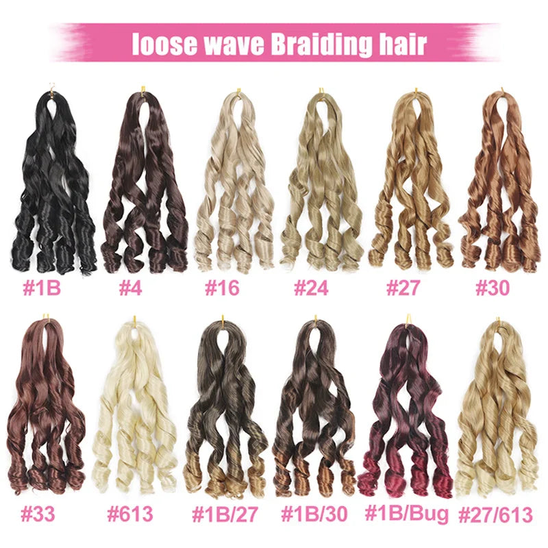 55cm Spiral Curly Braid Crochet Hair - French Curl Loose Wave Wig - Heat Resistant Synthetic Hair