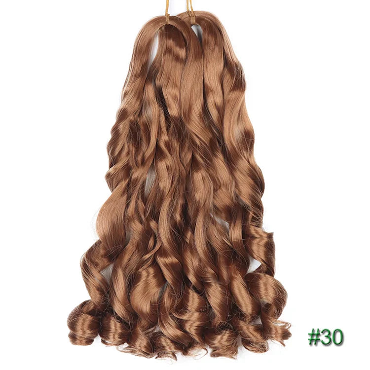 55cm Spiral Curly Braid Crochet Hair - French Curl Loose Wave Wig - Heat Resistant Synthetic Hair
