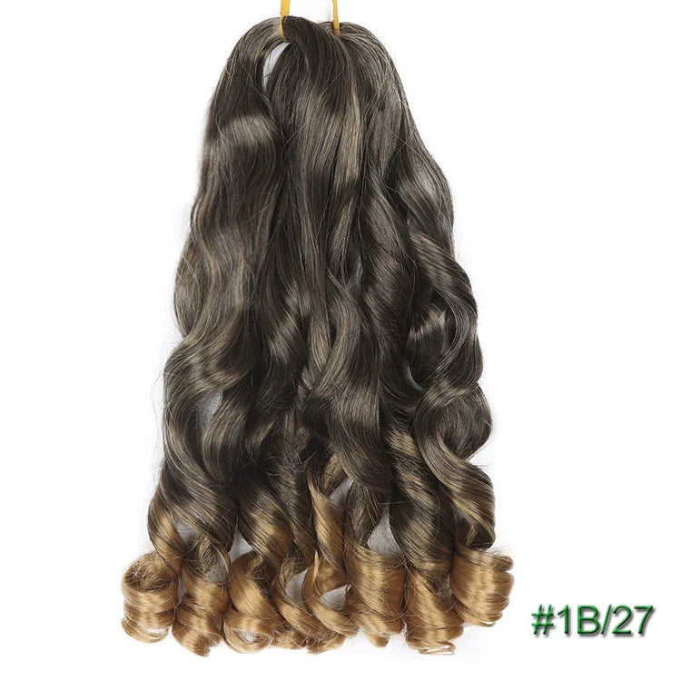 55cm Spiral Curly Braid Crochet Hair - French Curl Loose Wave Wig - Heat Resistant Synthetic Hair