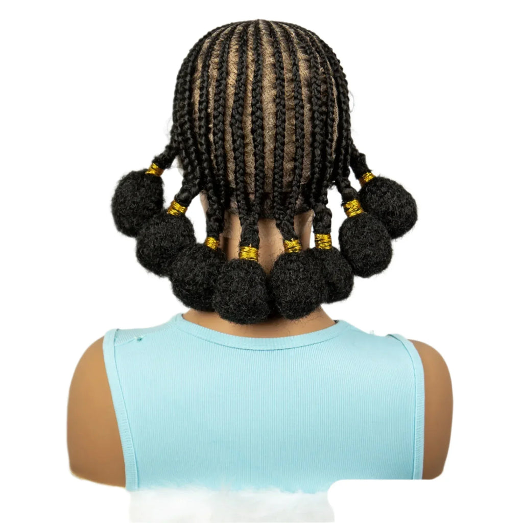 10 Inch Natural Cornrow Braids Full Lace Wig | Transparent Synthetic Braiding Hair with Baby Hair