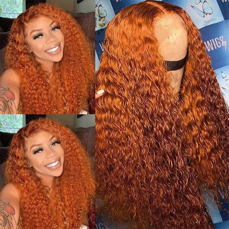 30-Inch Ginger Deep Wave Human Hair Wig | 13x6 HD Lace Frontal Pre-Plucked