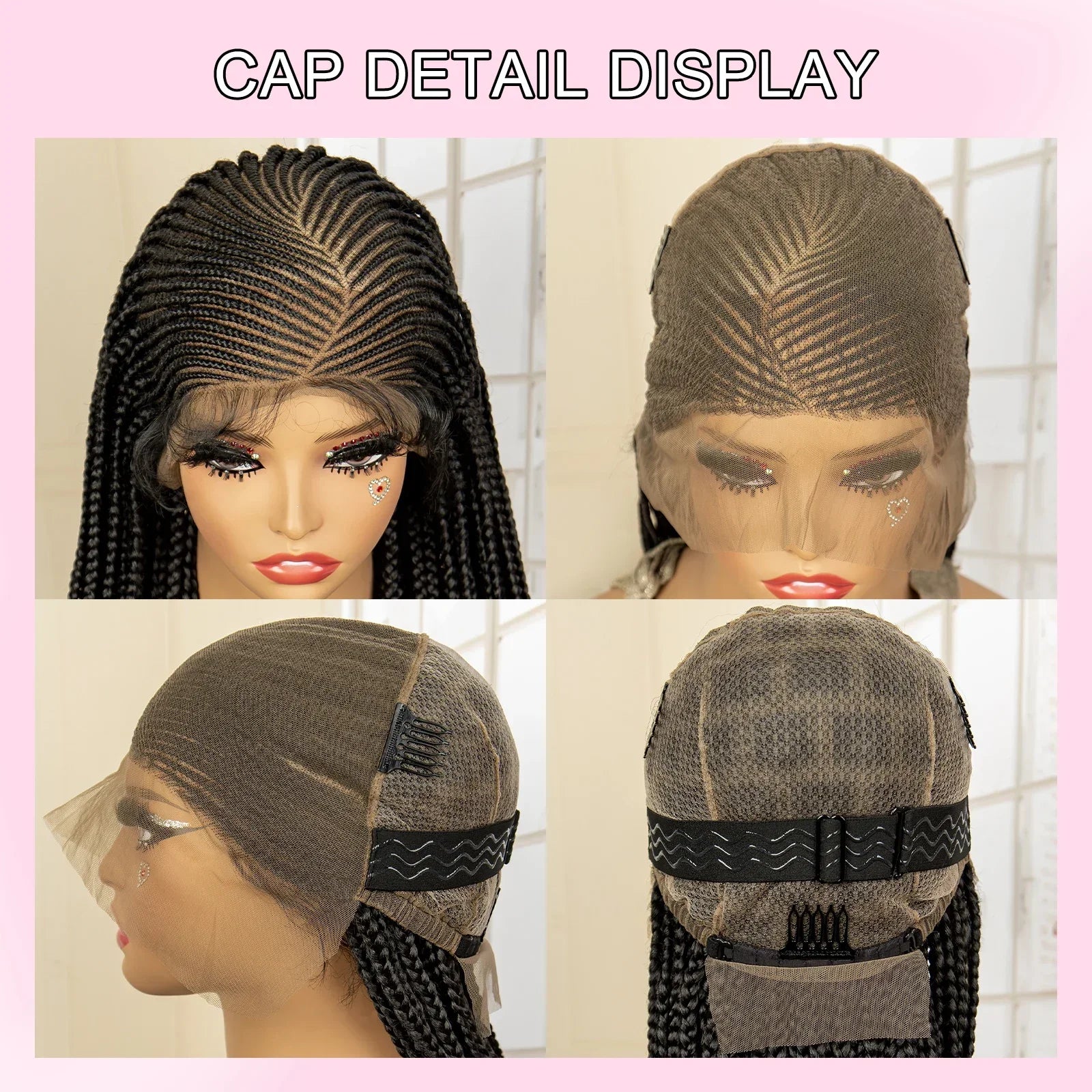 36" Full Lace Afro Cornrow Wig | Knotless Box Braids | Kanekalon Hair | For Black Women