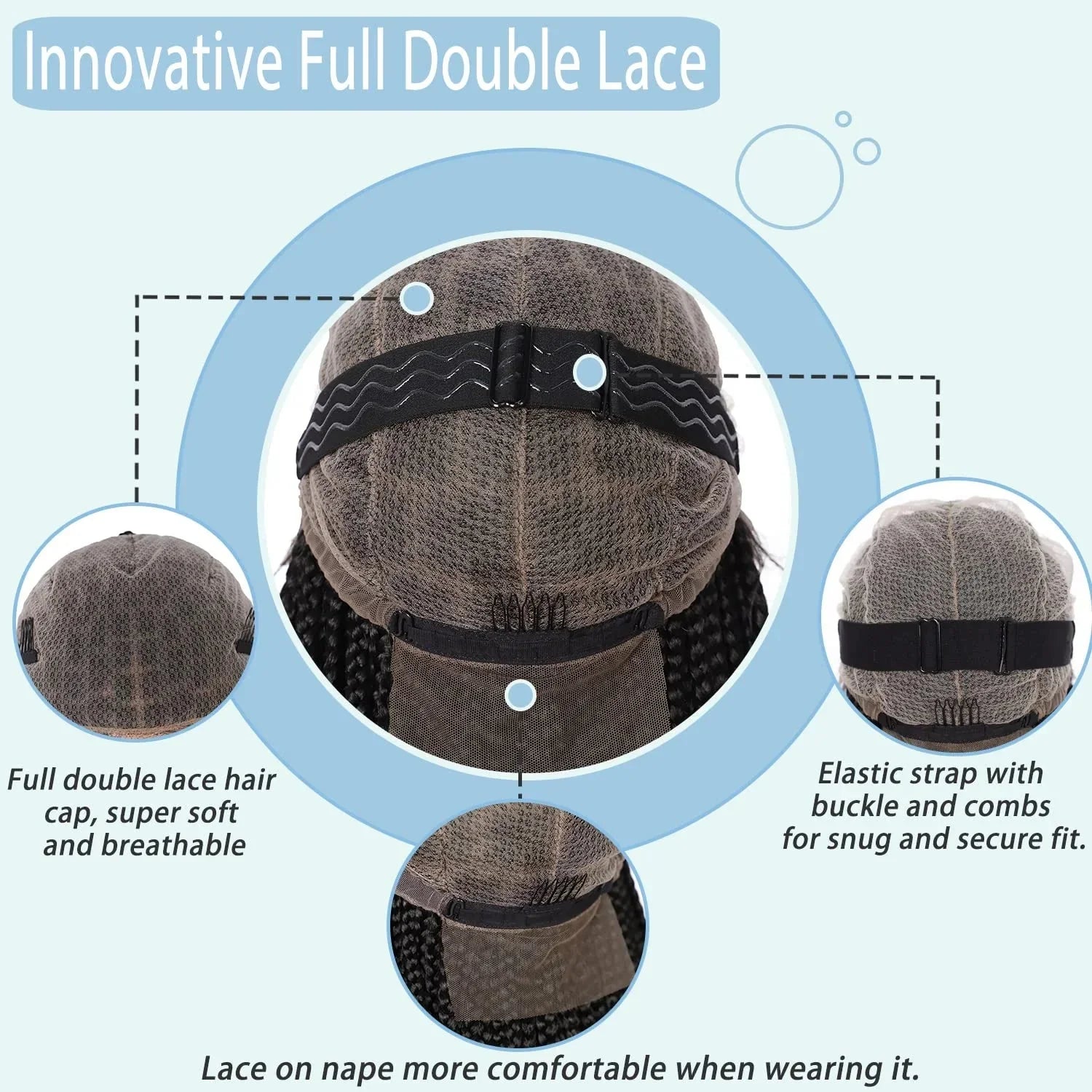 36" Ombre Burgundy Knotless Box Braid Wig | Full Double Lace Frontal | Baby Hair | Kanekalon Synthetic Wig for Women