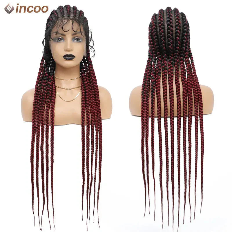 36" Twist Braided Wig | Cornrows & Goddess Braids | Full Lace Frontal | Baby Hair