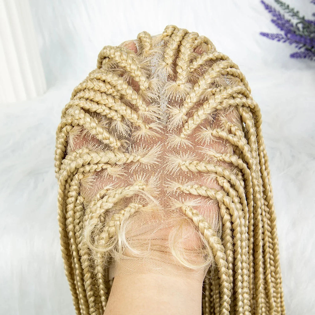 613 Blonde HD Full Lace Braided Wig | Knotless Box & Cornrows | Crochet Braids | Synthetic