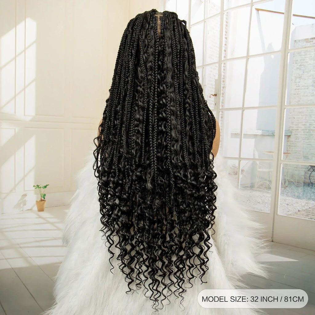 32 Inch Senegalese Twist Braided Wig - Knotless - Full Lace - Synthetic - with Baby Hair