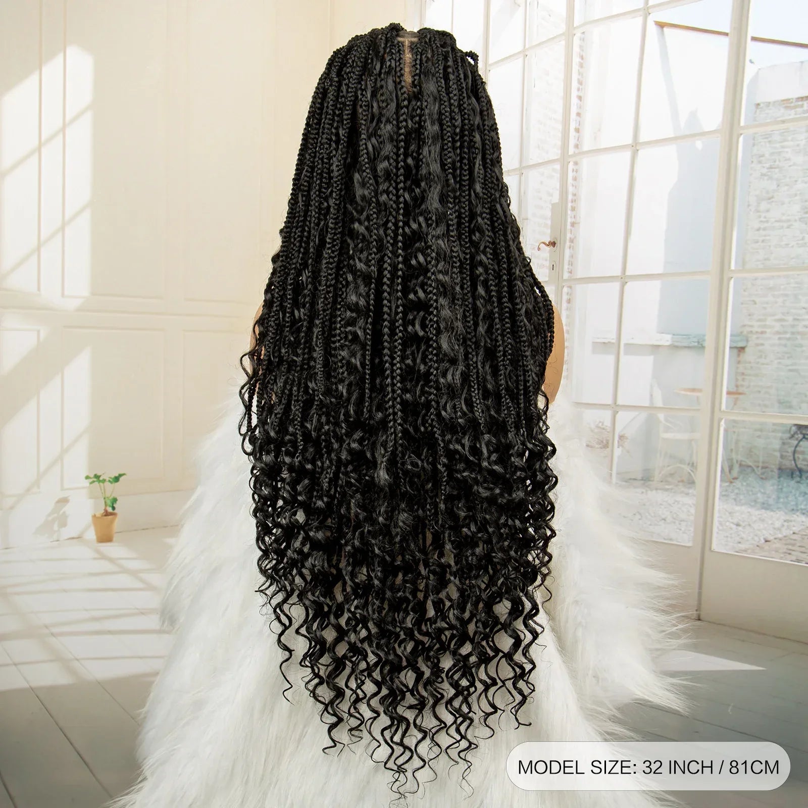 32 Inch Senegalese Twist Braided Wig - Knotless - Full Lace - Synthetic - with Baby Hair