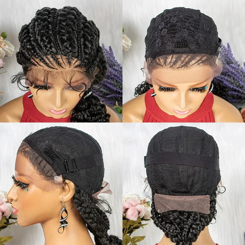 28" Double Dutch Cornrow Braided Lace Front Wig | Twist Braids | Baby Hair | Synthetic Wig