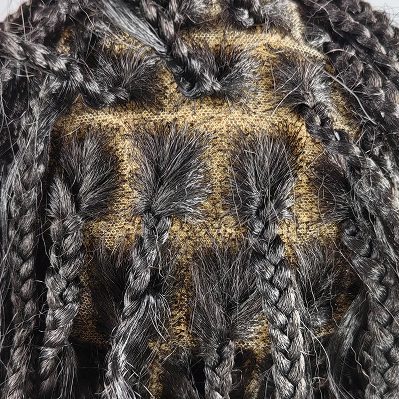 24" Boho Box Braids Lace Frontal Wig | Deep Wave Goddess Braids | Curly Ends | Black Full Lace Synthetic Wig